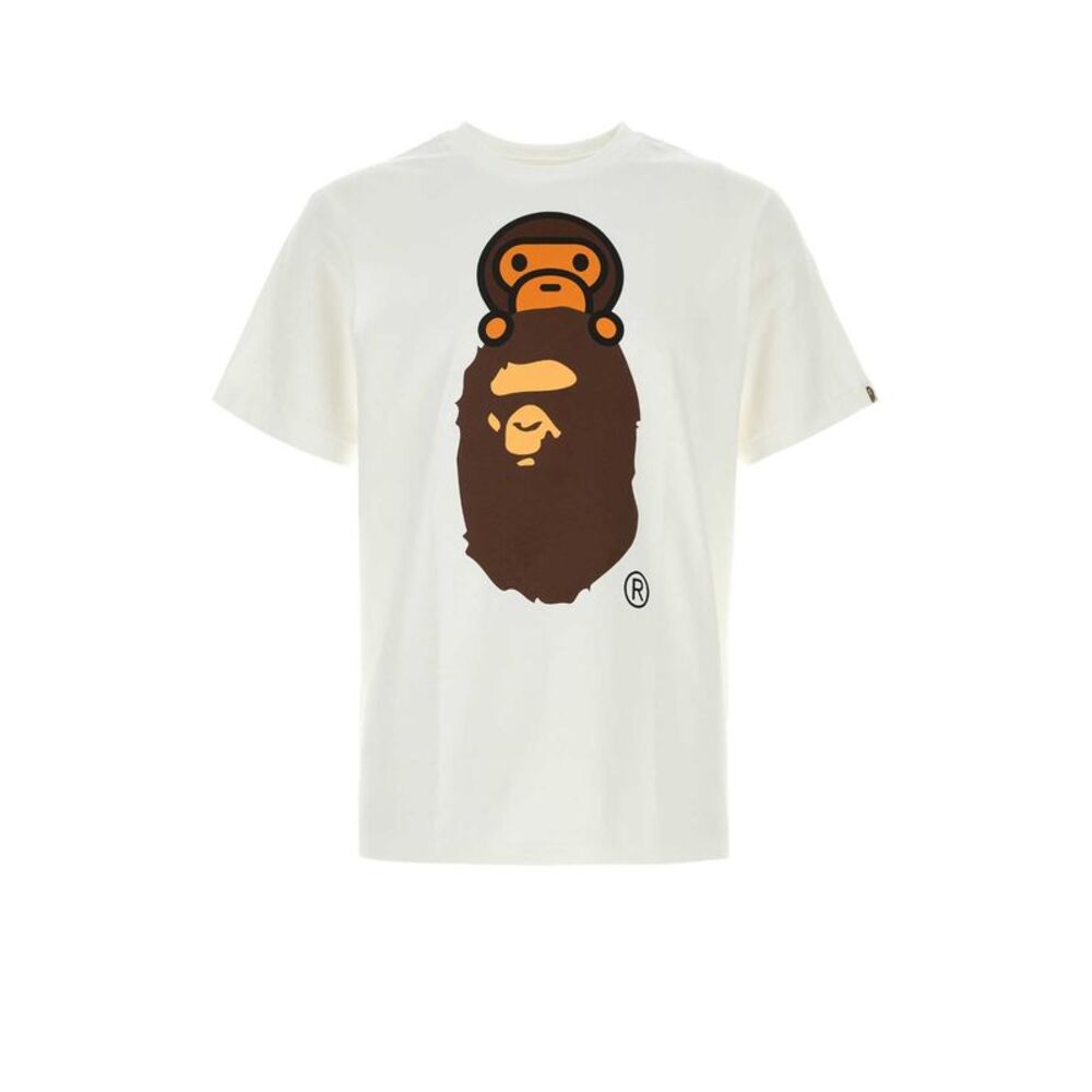 Bape Men White Cotton Milo On Ape Head T-Shirt